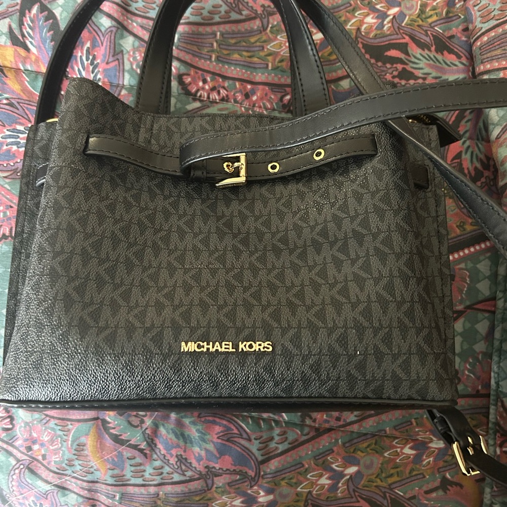 Michael Kors Black Satchel with Gold Accents